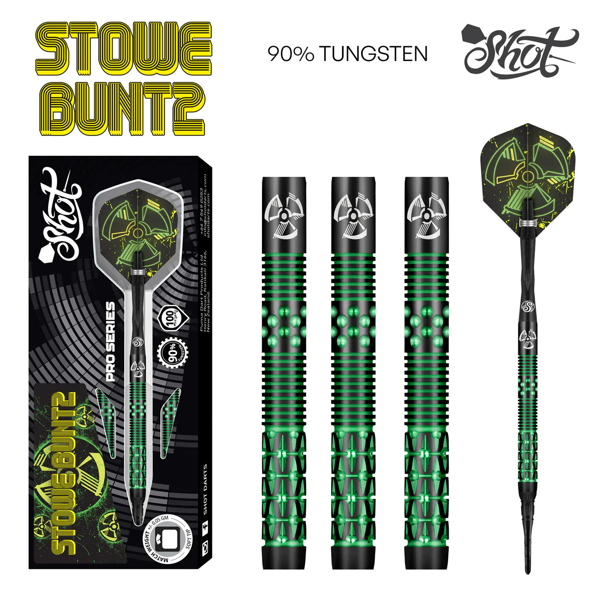 SHOT PRO SERIES STOWE BUNTZ TITANIUM BLACK V2 DART SET 90